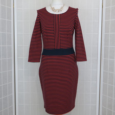 Bravissimo Dress UK 12 Curvy Really Curvy Navy Red Striped Bodycon Casual Work