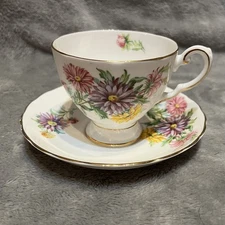 Tuscan, Fine bone china, tea cup & saucer, September's Aster flower
