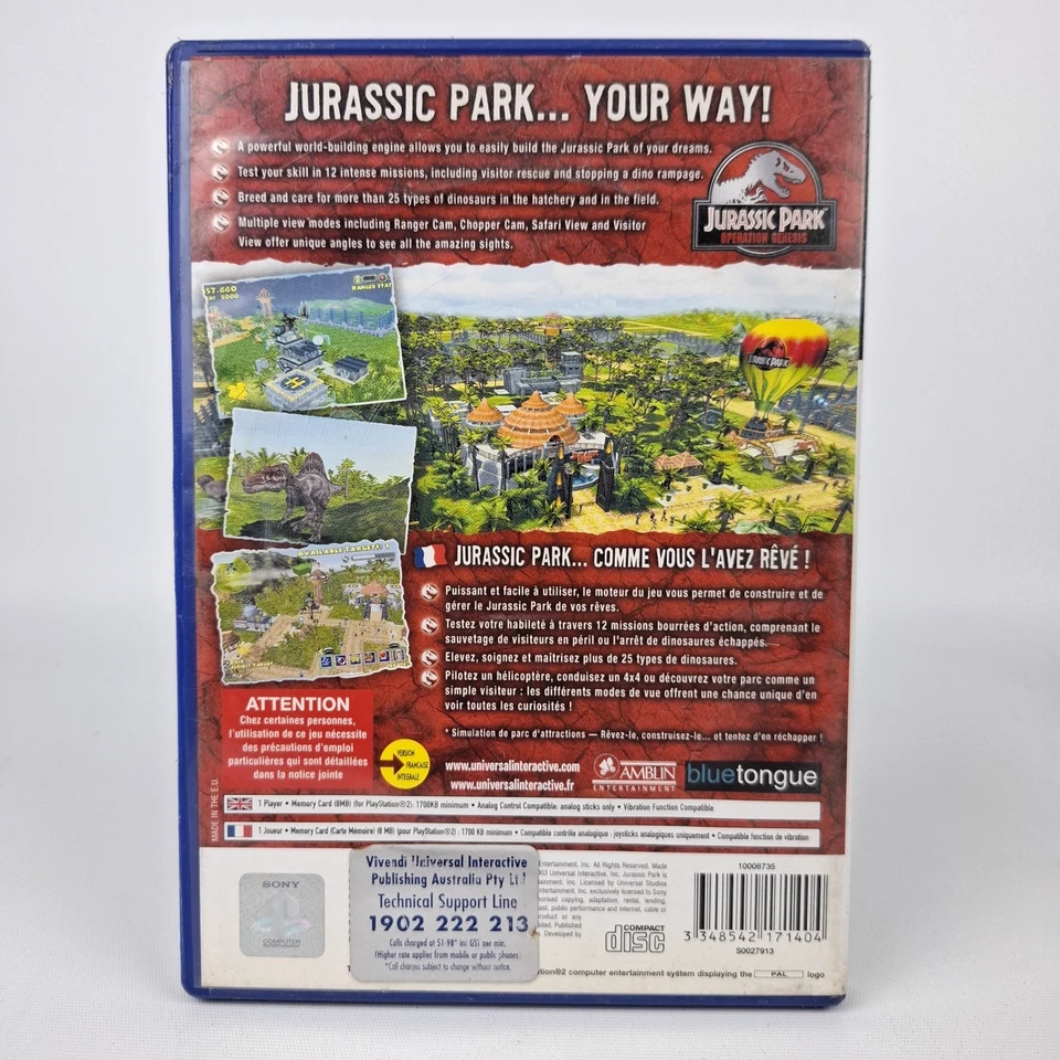 Jurassic Park: Operation Genesis Sony PlayStation 2 PS2 2003 Game PAL Konami - Image 2 of 4