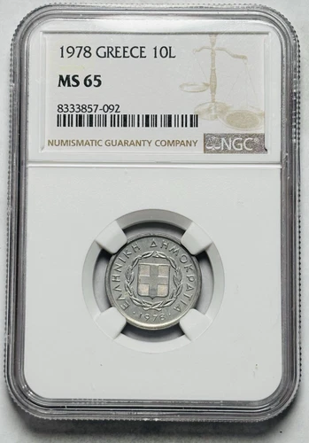 1978 Greece 10L MS 65 Grade NGC 10 Lepta