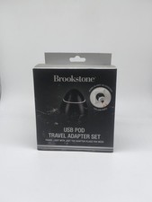 New Brookstone USB Pod Travel Adapter Set 2 USB Ports - Works In 150 Countries 