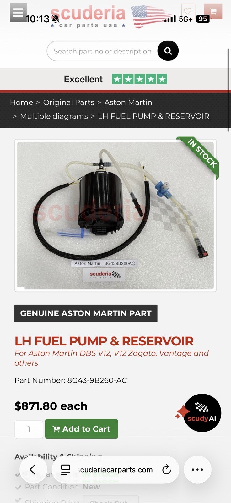 Aston Martin DB9 Vantage Rear Fuel tank