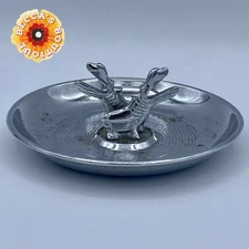 Vintage Art Deco Chrome Pincherette Hippo Ashtray Diecasters Inc. Made In USA