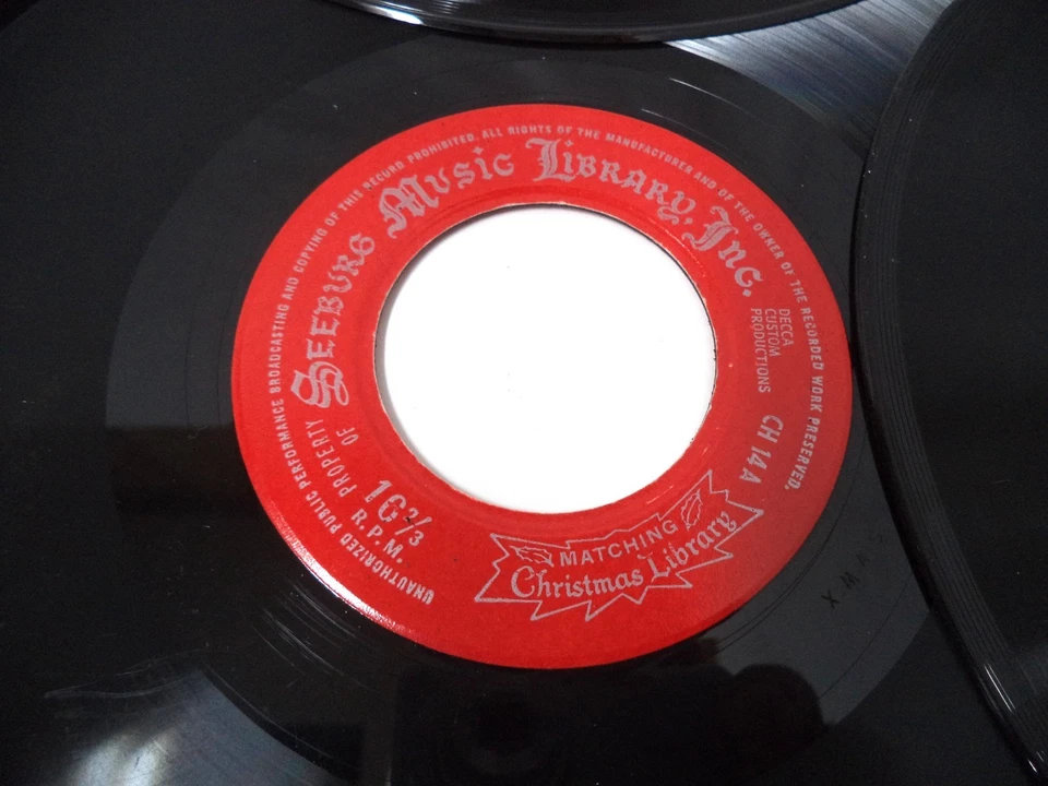 6 vintage Christmas Seeburg 1000 Background Music System records - Image 3 of 4