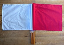 Classic Athletic/Sports Red & White Flags With Wooden Handles Great Condition #2