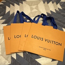 Louis Vuitton Orange Gift Tote Paper Bags Blue Handles 16  L X 13.5  H AUTHENTIC