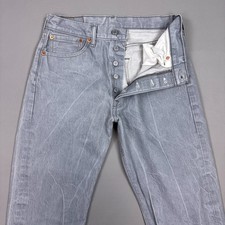 Levis 501 Jeans Mens 30x28 Gray Button Fly Denim Pants Faded Original Tag33x30