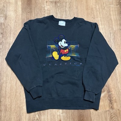 Vtg Disney Mickey Mouse Sweatshirt Genius Sewn Front Made USA Large *Flaws*