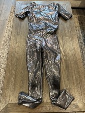 Women  s Weissman dance costume Size MA leotard Silver