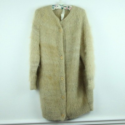 Vintage Mohair Cardigan Shaggy Fuzzy Boho Grunge Cabincore Kurt Long Luxury M L