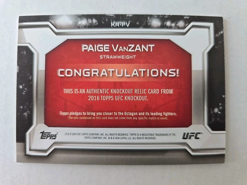 2016 UFC Topps Knockout Relic 71/88 Paige VanZant KR-PV - Image 2 of 2
