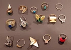 15 Vintage Mid-Century Costume Jewelry Gold and Silver-Tone Rings Various Styles