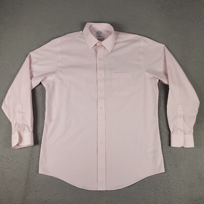 Brooks Brothers Shirt Mens 16.5 Pink Striped Regent Dress Button Up Long Sleeve*