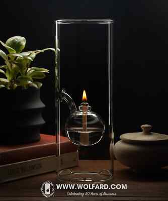 Vintage Wolfard Glass Oil Lamps With Globe Reservoir 12''