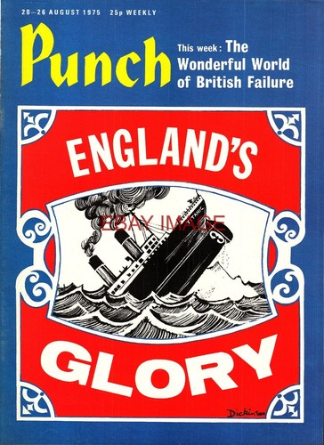 20.-26. August 1975 PUNCH Magazin Cover Jubiläumsgeschenk "Titanic, Englands Ruhm"