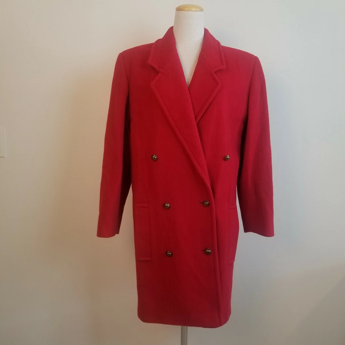 Aquascutum Double Breasted Virgin Wool Red Coat Women's Size 10 | eBay