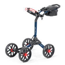 New Bag Boy Quad Pro 4 Wheel Push Cart Navy/Red W/Umbrella Holder