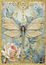 Dragonfly Rose A Designer Cotton Fabric Quilt Block Multi-size