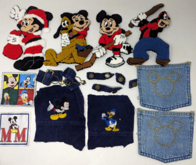 Vintage Disney Mickey Mouse Craft Punch Needle Applique Fabric Patch Lot 