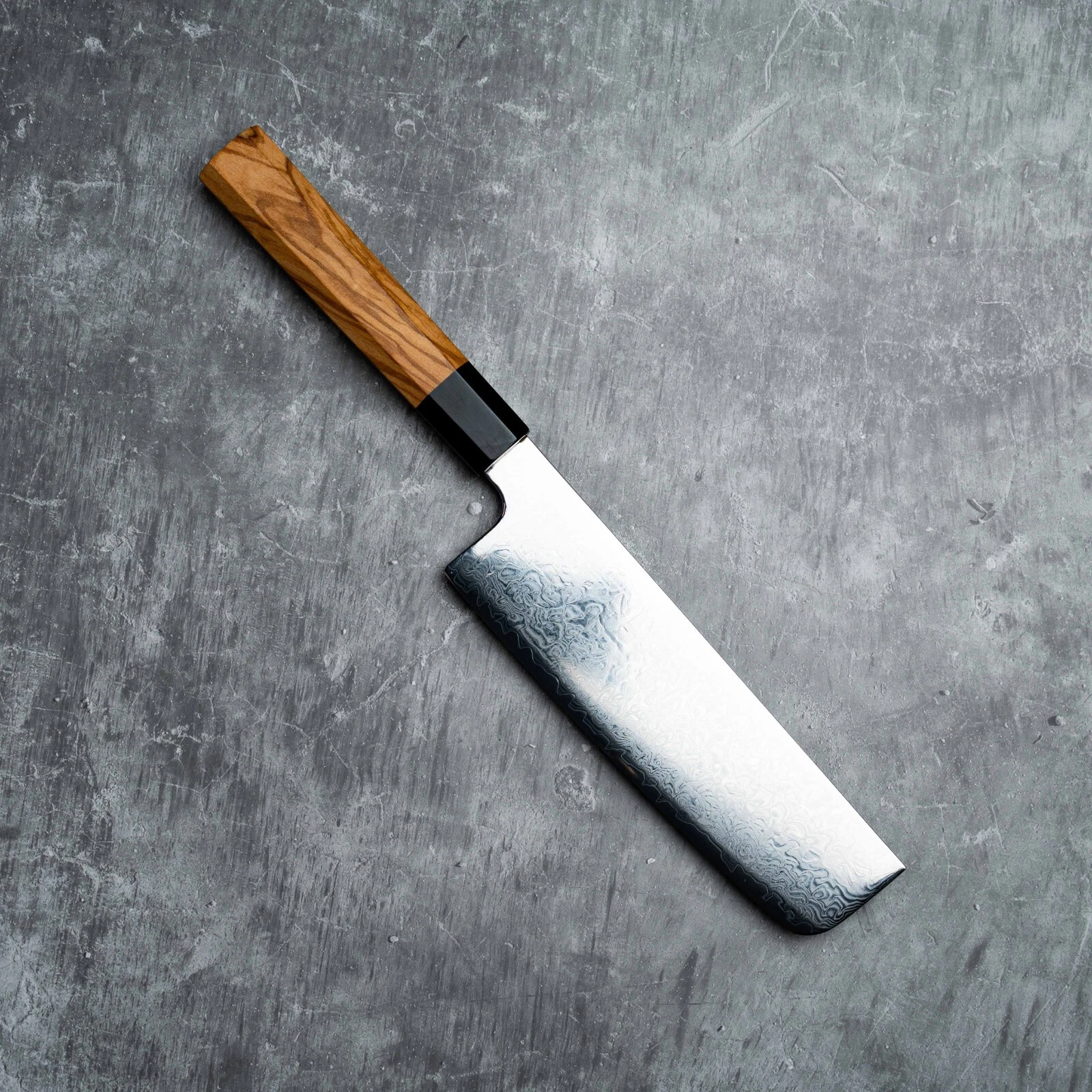Noseto Nato Nakiri knife 180mm 67 Layers Damascus with Olive wood + Buffalo Horn