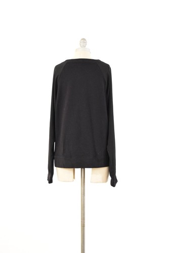 J.Crew Sweatshirt M Black Cotton Knit Raglan Sleeve Crewneck Pullover - Picture 4 of 7