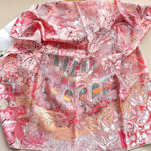 100% Seide Fubao Wald Twill 90 cm groß quadratisch Schal Tuch Maulbeerseidentuch - Bild 6 von 25