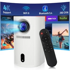 Projector 4K with WiFi and Bluetooth, Portable Projector with Sensorless Auto...