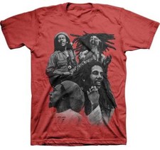 Zion Rootswear Bob Marley Red Quad Photo Rasta Music Mens Tee Shirt ZRBM2011