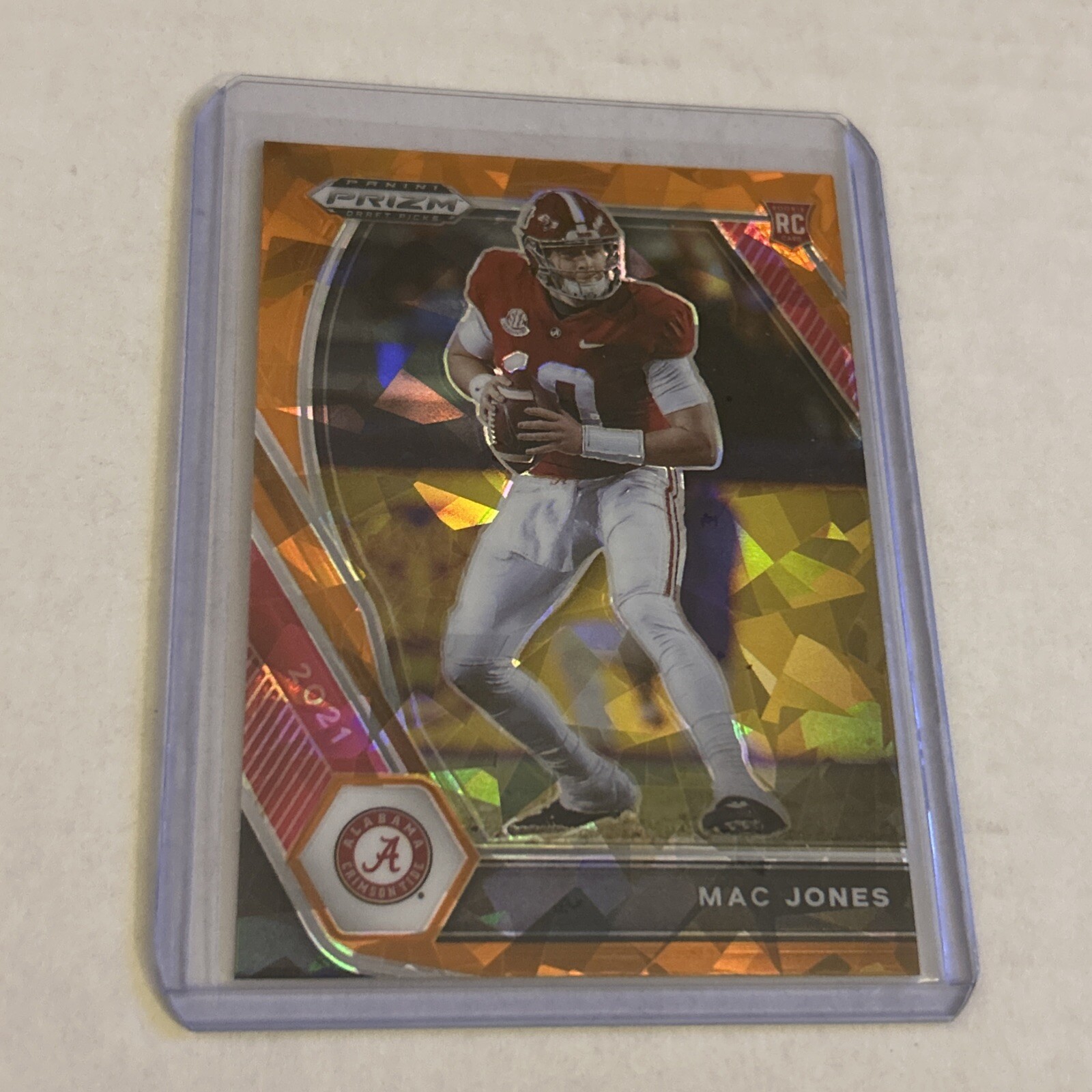 2021 Panini Prizm Draft Picks Mac Jones Orange Ice Prizm #104 Rookie Card