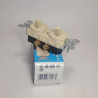 New Leviton Combination Two Switches 15A 120/277V AC/CA (Ivory) No. 5224-2IS