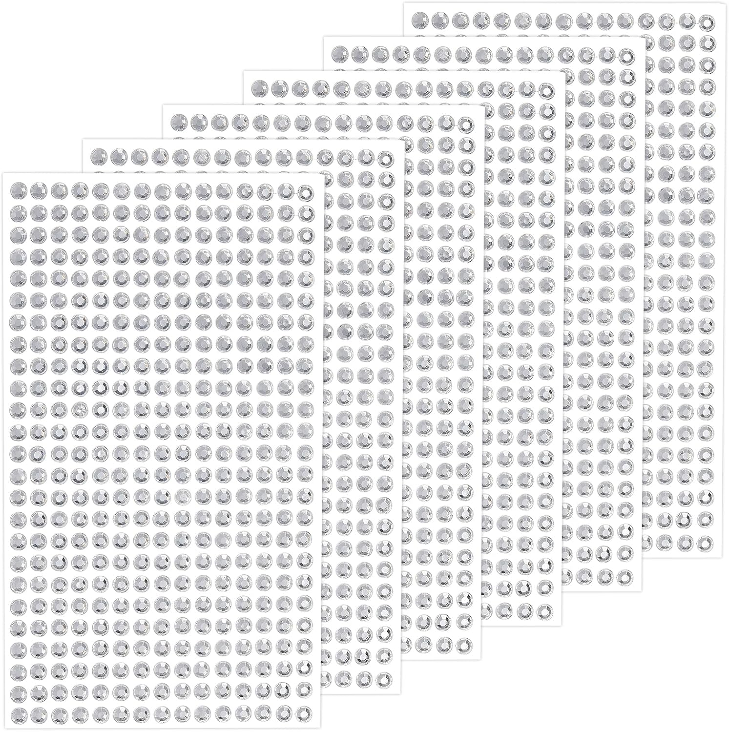 2250 PC 6 Sheets Clear Rhinestone Stickers Self Adhesive Diamond Sticker Hair Ge