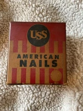 VINTAGE USS AMERICAN NAILS EMPTY CARDBOARD BOX GREAT GRAPHICS AND COLORS