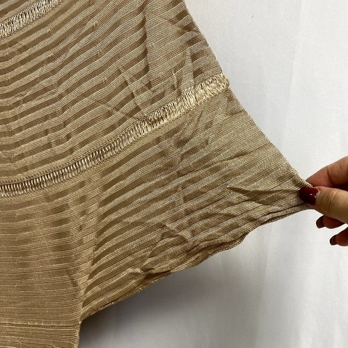 Vestido midi VALENTINO tejido a rayas transparentes manga dolman beige neutro talla S - Imagen 4 de 10