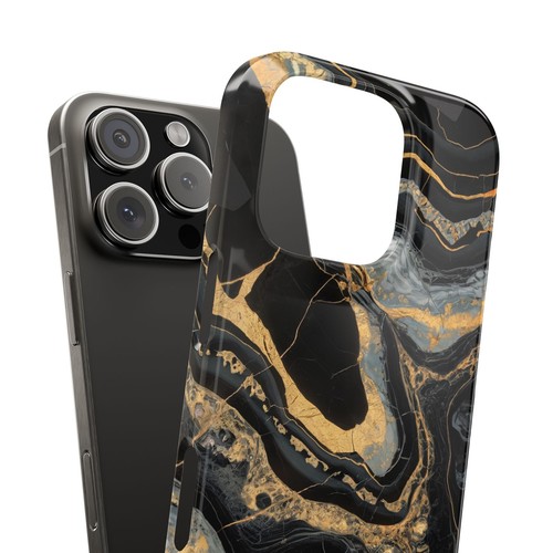 For iPhone 16 pro Max, 15, 14, 13-11 Slim Phone Case, Luxury Marble Black Gold - Photo 10 sur 83
