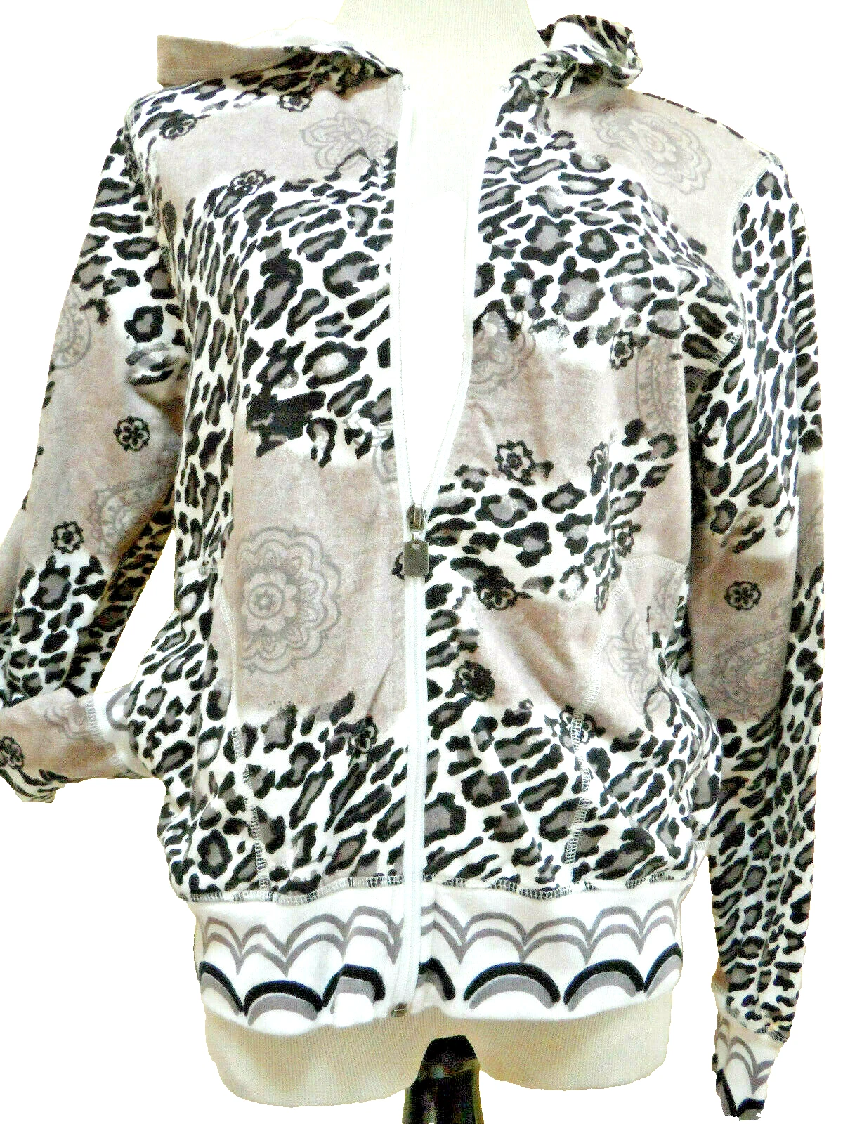 Activology Hoodie Beige Tan Cream Animal Print Sz S Long Sleeve Sweatshirt NWT