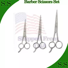 3-Pcs Set Hair Cutting Scissors Barber Trimming Shears 5.5" 6.5" 7.5" Beauty Kit