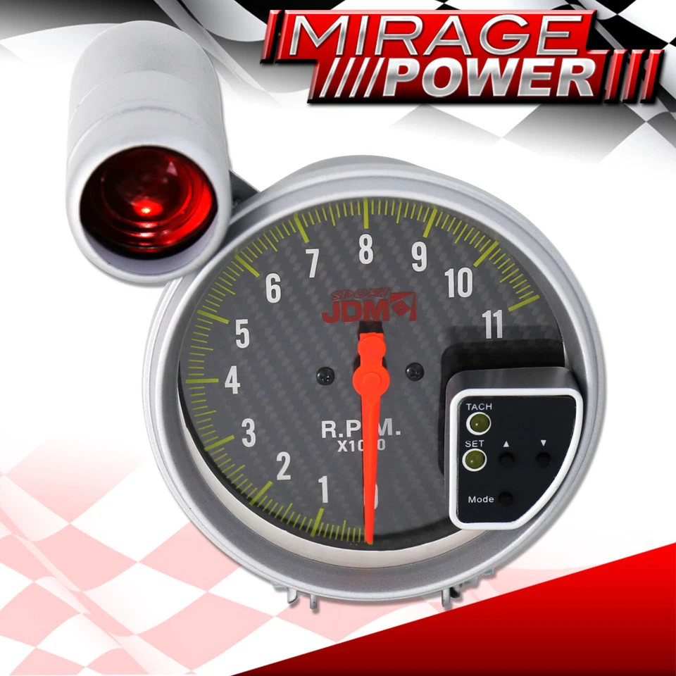 11K RPM 5" JDM LED Tachometer Carbon Fiber Auto Gauge Meter With Red Shift Light Foto 4 de 4