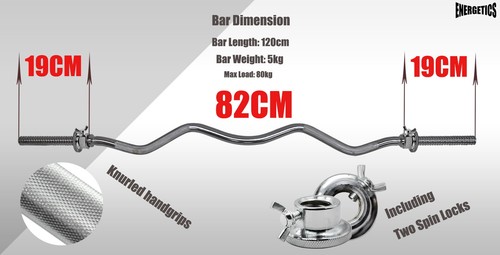 25kg Ez Grip Curl Barbell Weight Set - 120cm Curl Bar + 20kg Iron Weight Plates - Picture 5 of 9