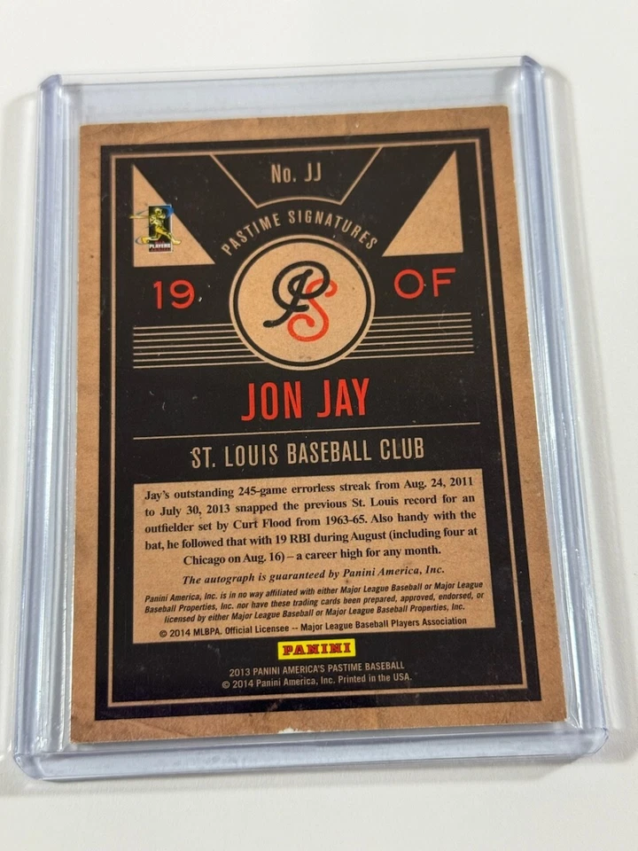 2013 Panini America's Pastime Pastime Signatures /125 Jon Jay #JJ Auto - Image 2 of 2
