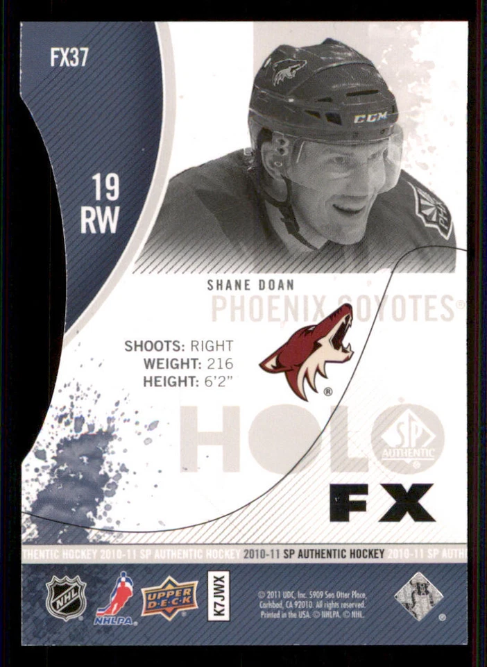 2010-11 SP Authentic Holoview FX Die Cuts #FX37 Shane Doan - Image 2 of 2