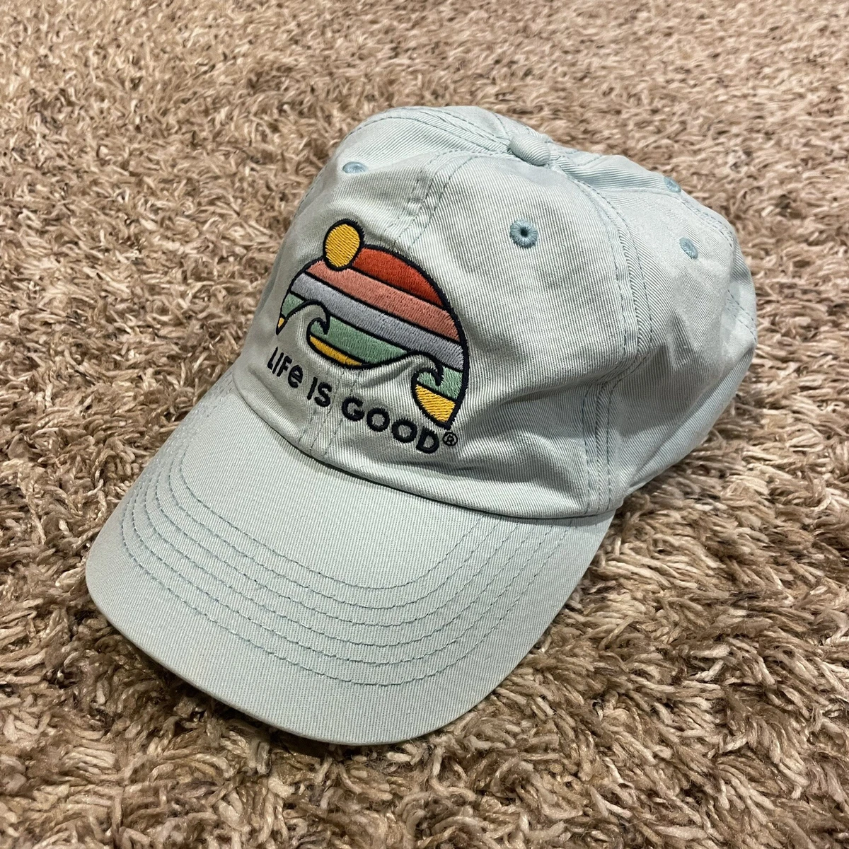 Life is Good Embroidered Palm Tree Sunset Patch Navy Blue Distressed Hat OS Adult Unisex Palm Tree Trucker | Shop Life is Good main image 3