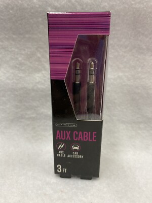 Lot of 2 Infinitive Braided Auxiliary-In(AUX) Cable - 3 foot - Black - SEALED