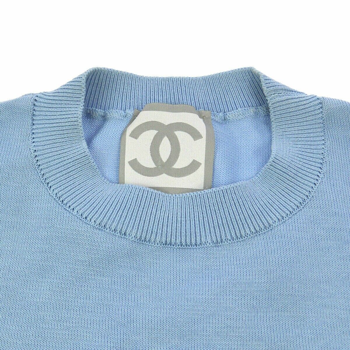 RARE Authentic CHANEL Sport Line CC Logos Top Shirt Blue 38 RARE Authentic CHANEL Sport Line CC Logos Top Shirt Blue 38