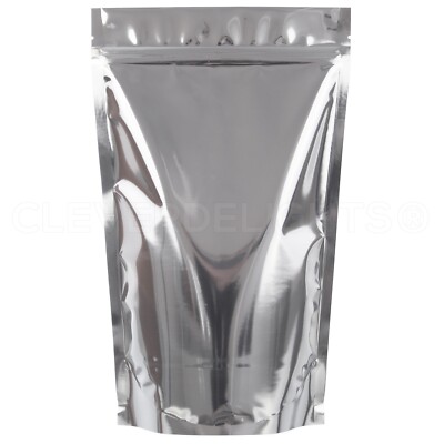 500 Pack - 16oz Silver Stand Up Pouches - 7'' x 11.5'' x 4'' - Zip Bag - 7x11.5x4