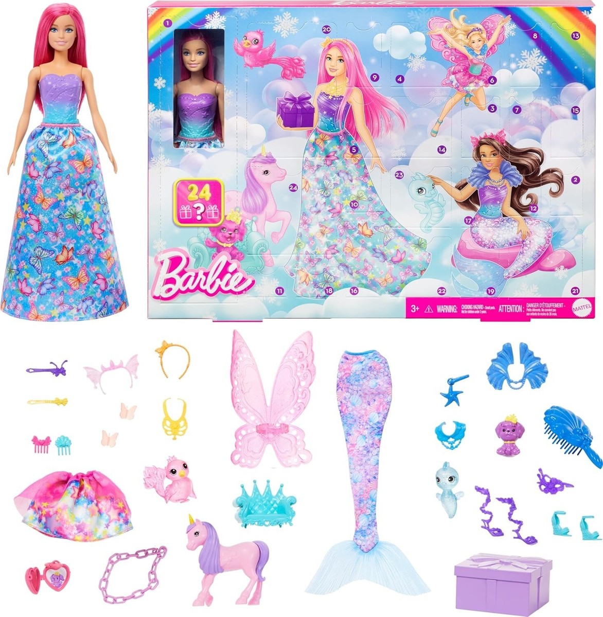 Barbie Unicorn Advent Calendar Fashion Doll & 24 Surprise