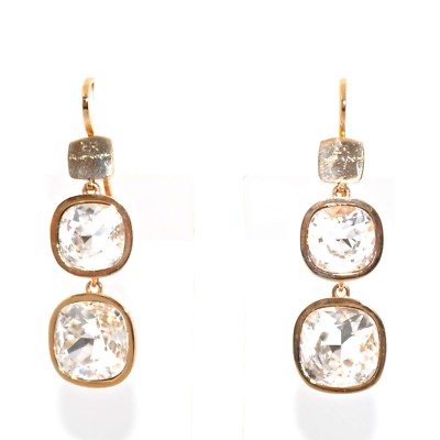Rebecca Rose Gold Plated Earrings with Dual Clear Crystals