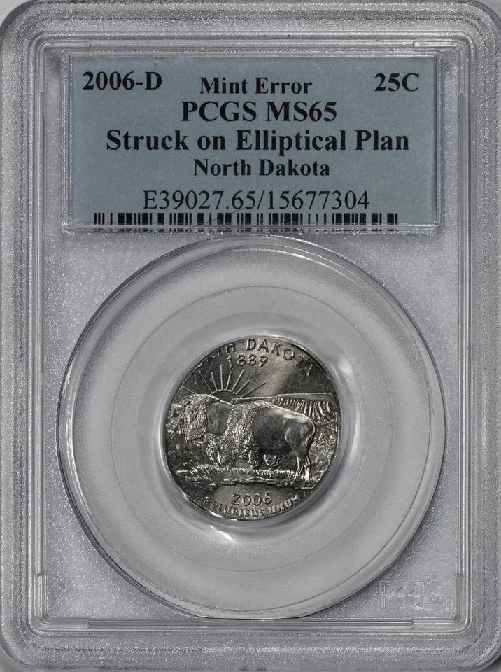 2006 D PCGS MS65 Struck On Elliptical Planchet North Dakota Quarter Mint Error - Image 3 of 4