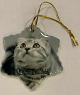 Scottish Fold Cat Porcelain Star Shaped Christmas Ornament New