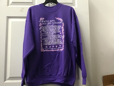 Elizabeth Lucas poem When I am old I will wear purple sweatshirt M to 2x red hat