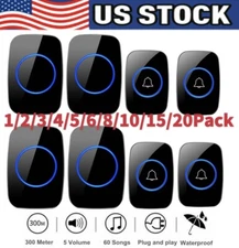 Waterproof Wireless Doorbell Adjustable Volume 1000FT Receiver 38 Chime US